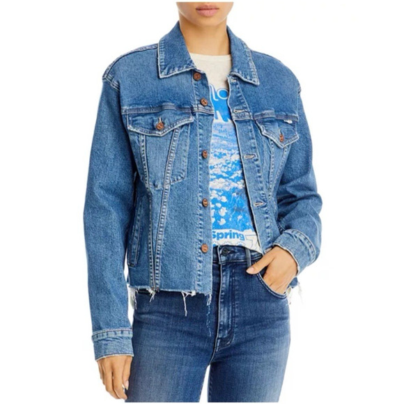 NEW Mother Antrhopologie Drifter The Cut Denim Jean Jacket Size Large USA $345 - Picture 1 of 12